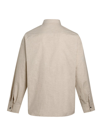 Prada Linen-Cotton Triangle Logo Long-Sleeve Shirt – 25SS