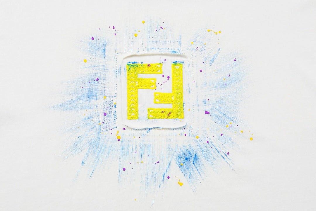 Fendi Embroidered Double F Logo Inkjet T-Shirt – 2025SS