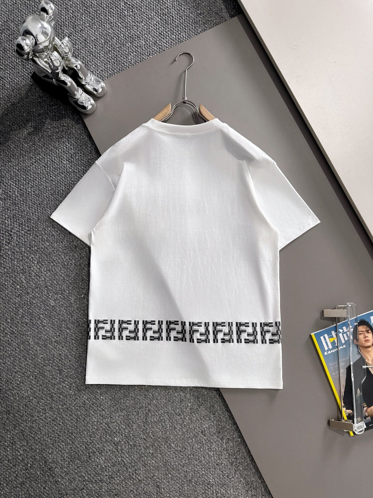 Fendi Flocked Double F Logo Zipper Pocket T-Shirt – 2025SS