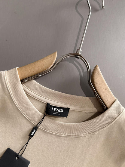 Fendi Flocked Double F Logo Zipper Pocket T-Shirt – 2025SS