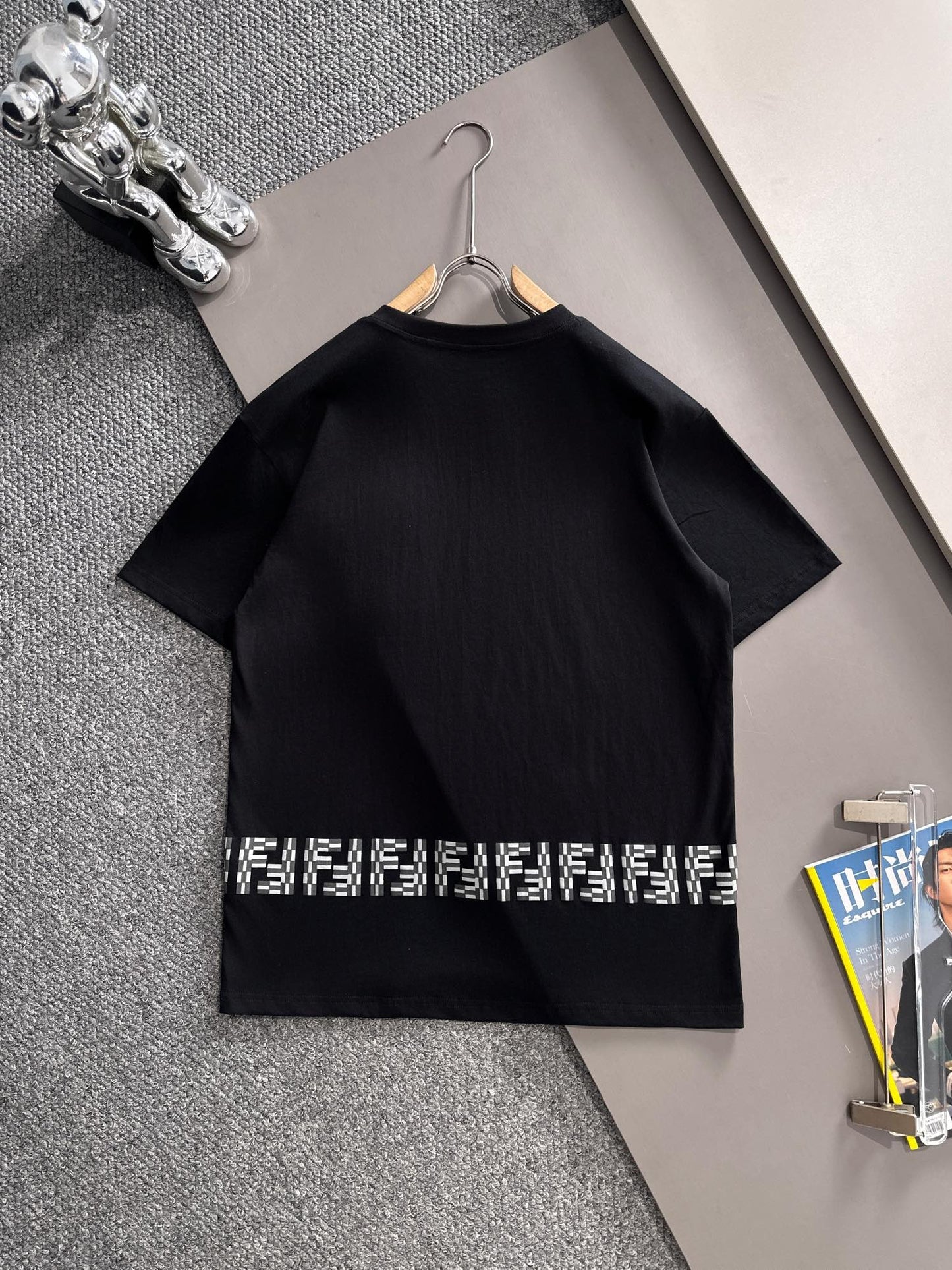Fendi Flocked Double F Logo Zipper Pocket T-Shirt – 2025SS