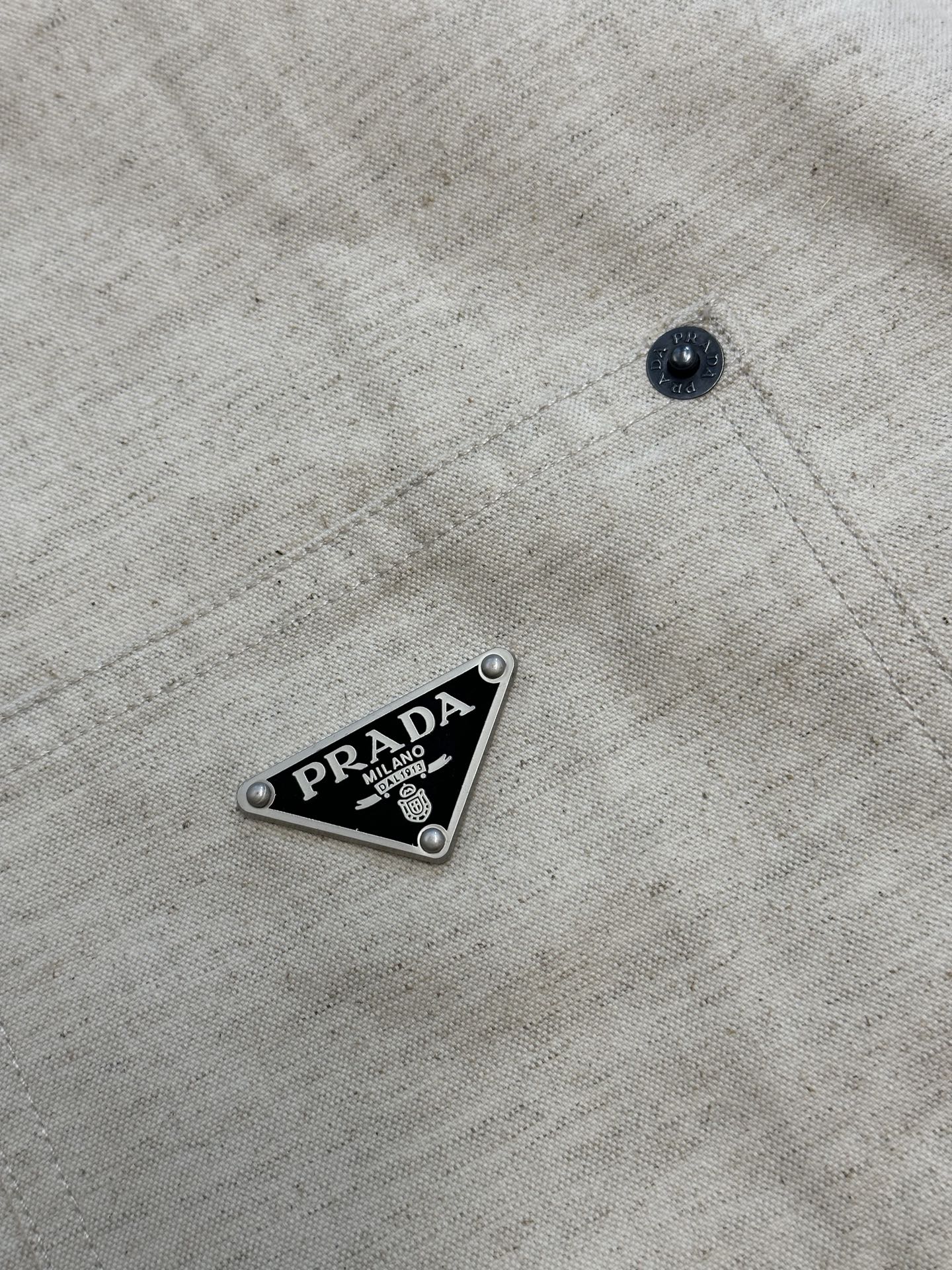 Prada Linen-Cotton Triangle Logo Shirt