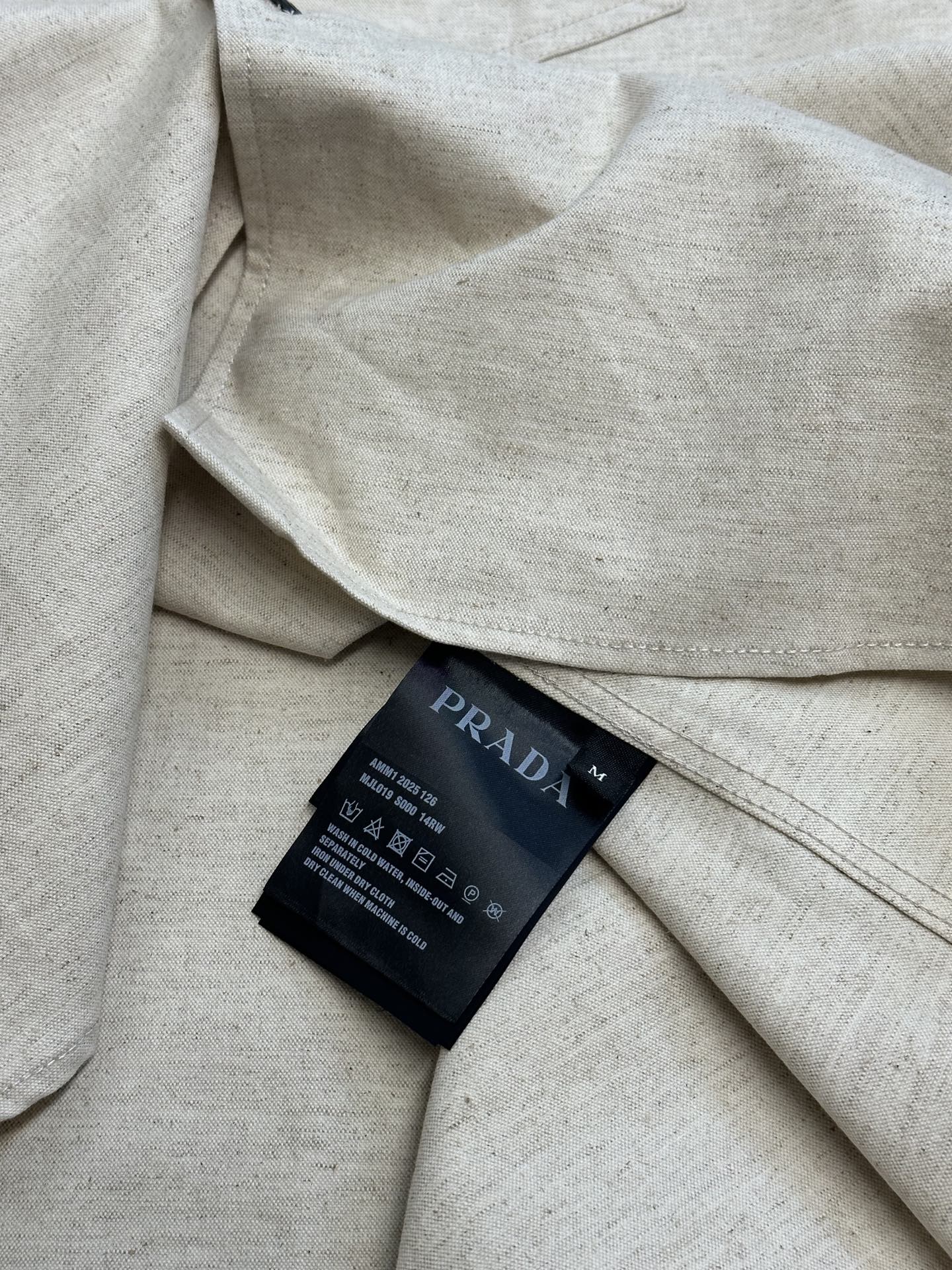 Prada Linen-Cotton Triangle Logo Shirt