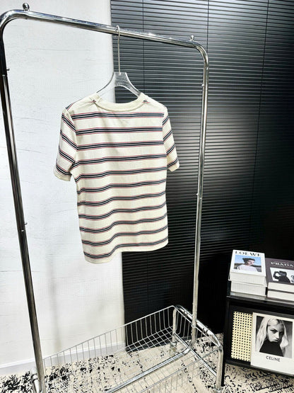 Miu Miu Embroidered Striped T-Shirt