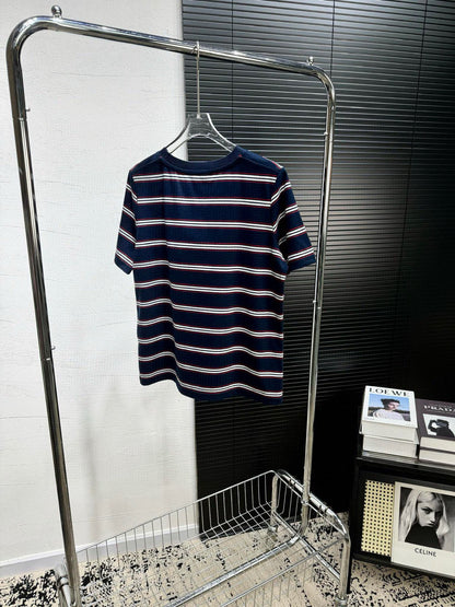 Miu Miu Embroidered Striped T-Shirt