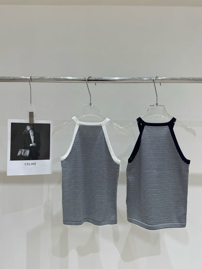 Celine Triomphe Stripe Knitted Vest