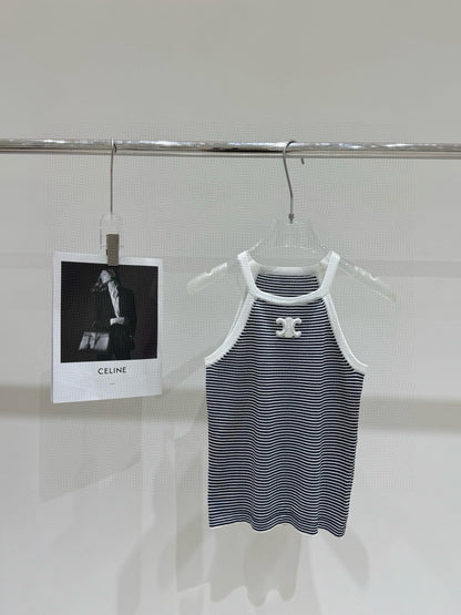 Celine Triomphe Stripe Knitted Vest