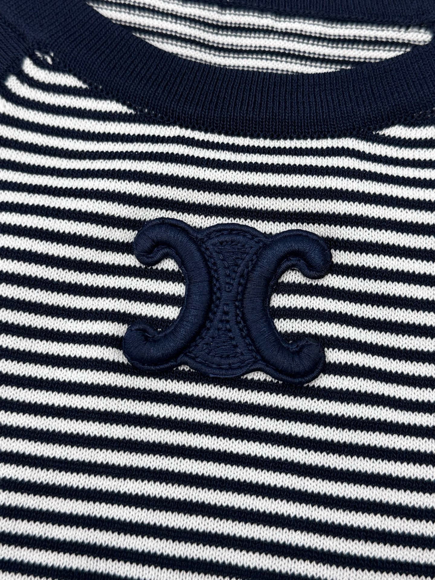 Celine Triomphe Stripe Knitted Vest