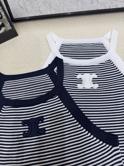 Celine Triomphe Stripe Knitted Vest