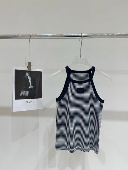 Celine Triomphe Stripe Knitted Vest