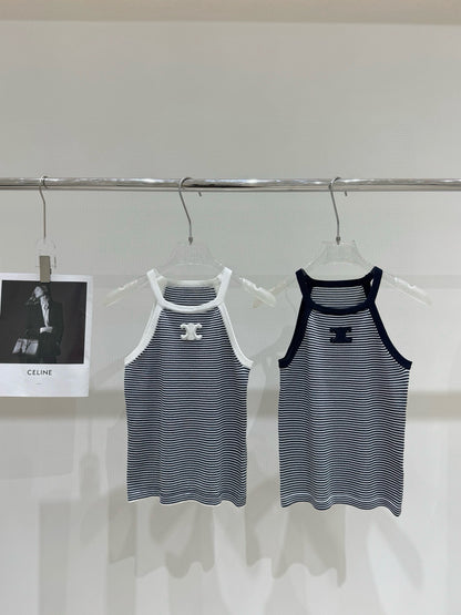 Celine Triomphe Stripe Knitted Vest