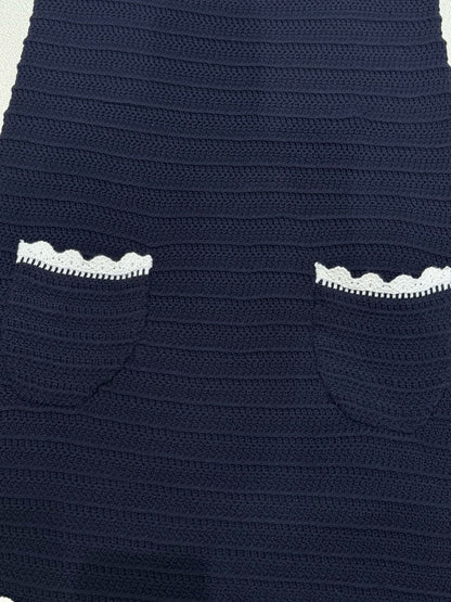 Celine Triomphe Embroidered Knitted Vest Dress