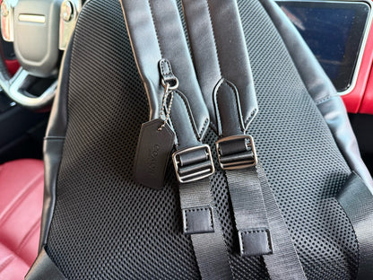 Coach Charles 35 Logo-Embossed Leather Backpack