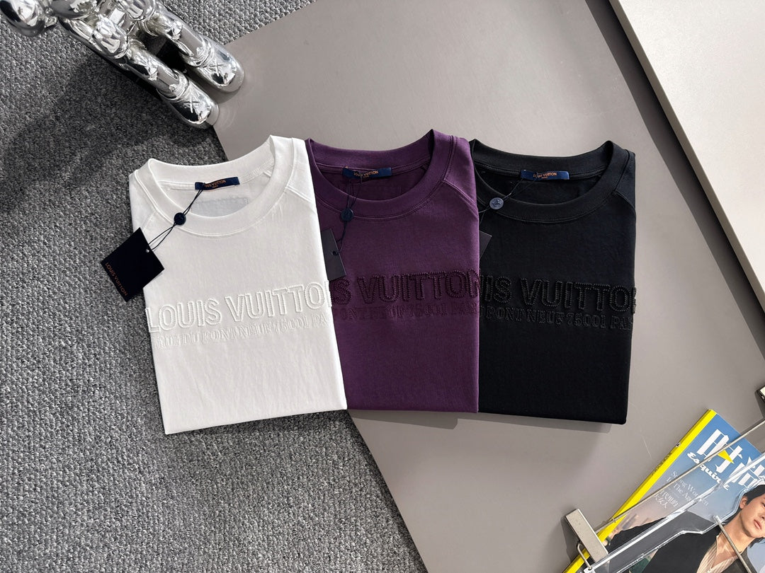 Louis Vuitton Hollow Grain Embroidery Logo T-Shirt – 2025SS