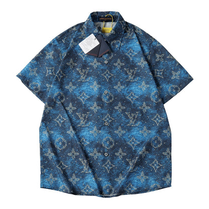 Louis Vuitton Ocean Boat Print Beach Short-Sleeve Shirt