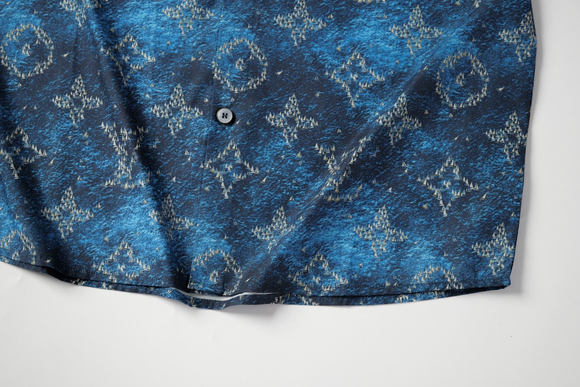 Louis Vuitton Ocean Boat Print Beach Short-Sleeve Shirt