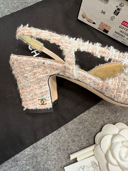 Chanel Pink Slingback Heels