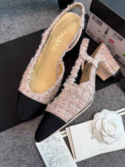 Chanel Pink Slingback Heels