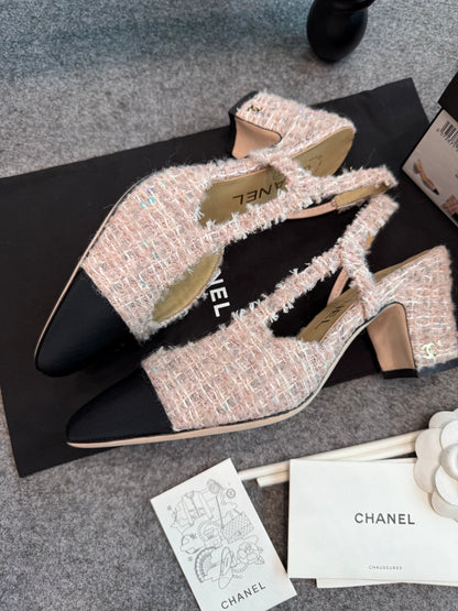 Chanel Pink Slingback Heels