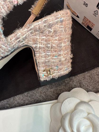 Chanel Pink Slingback Heels