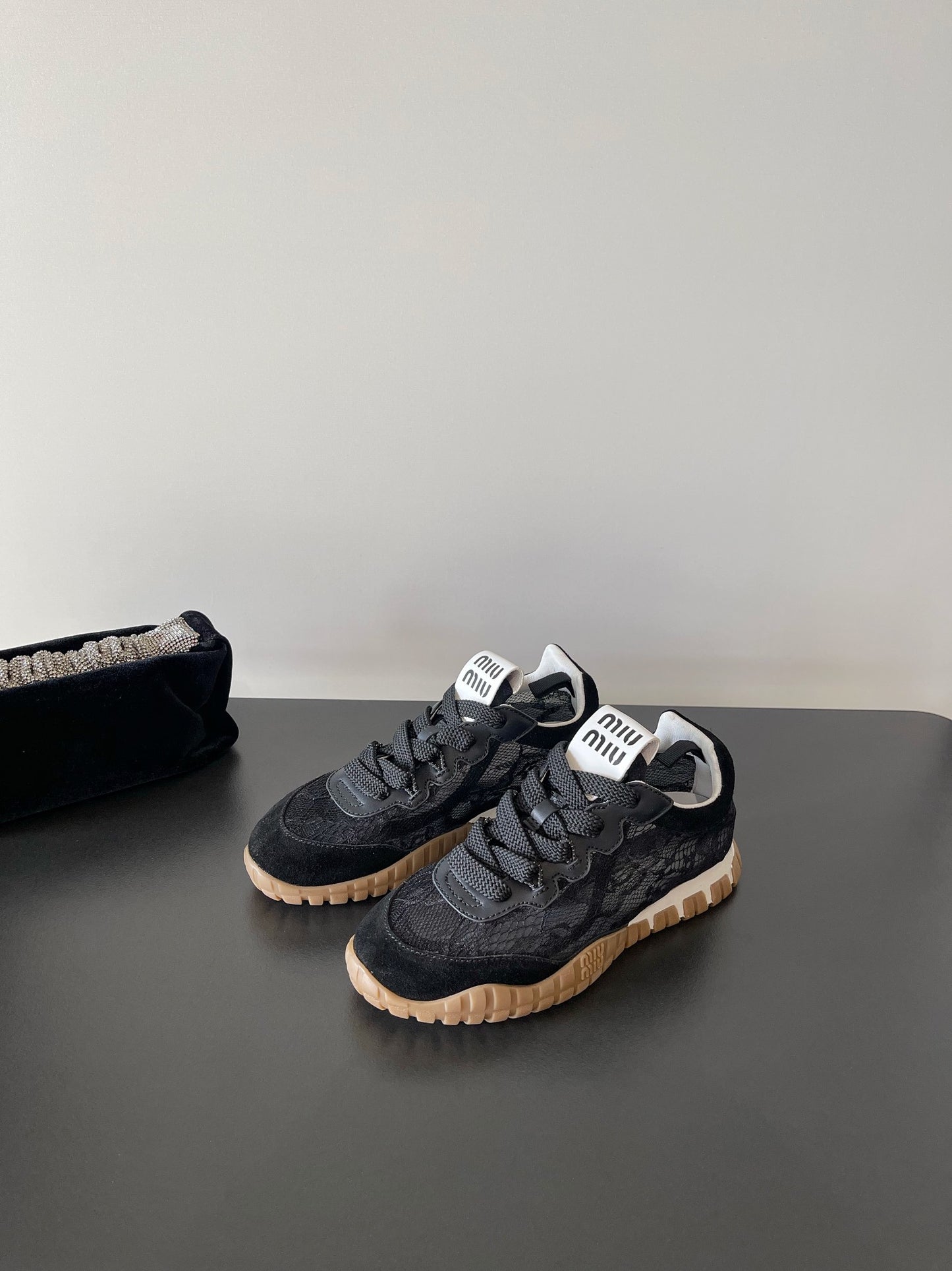 Miu Miu Latest Lace Retro Mary Jane Sneakers