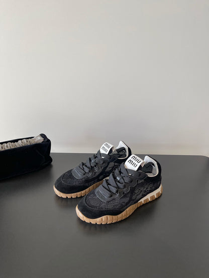 Miu Miu Latest Lace Retro Mary Jane Sneakers