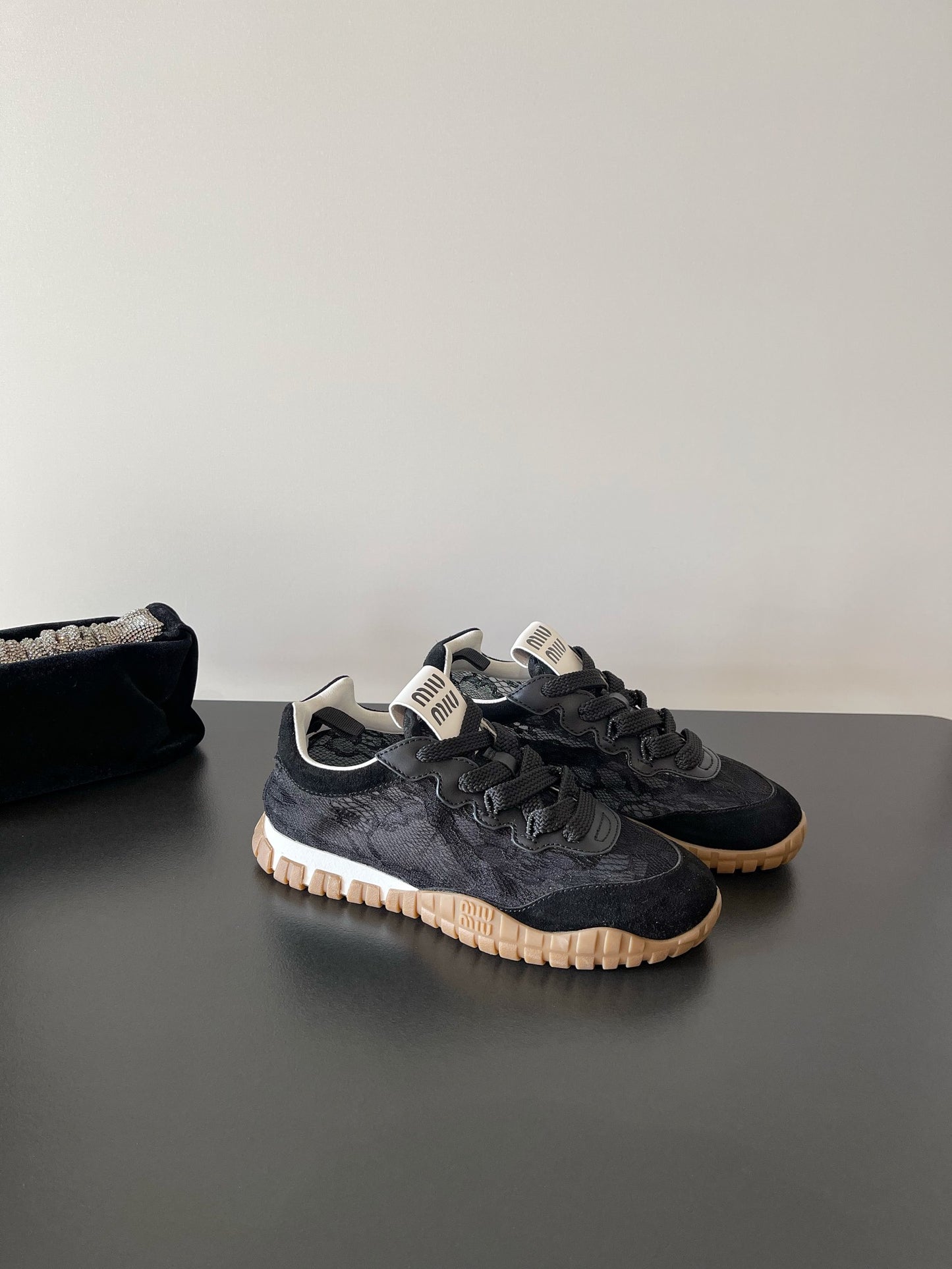 Miu Miu Latest Lace Retro Mary Jane Sneakers