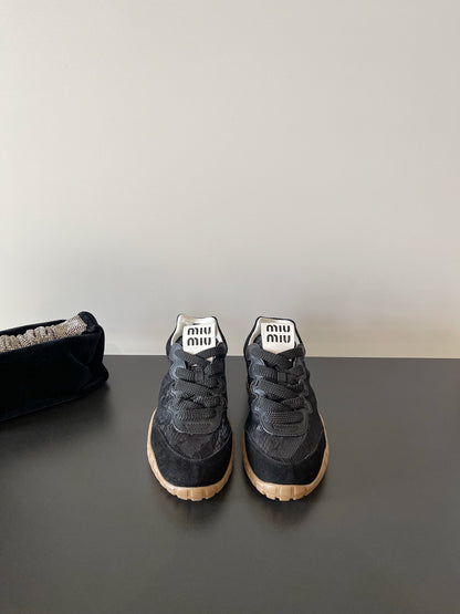 Miu Miu Latest Lace Retro Mary Jane Sneakers