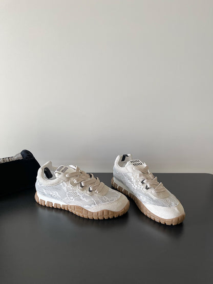 Miu Miu Latest Lace Retro Mary Jane Sneakers