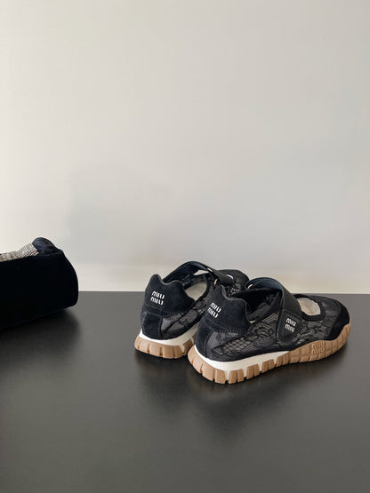 Miu Miu Latest Lace Retro Mary Jane Sneakers