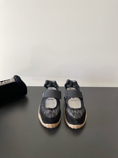 Miu Miu Latest Lace Retro Mary Jane Sneakers