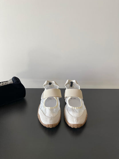 Miu Miu Latest Lace Retro Mary Jane Sneakers