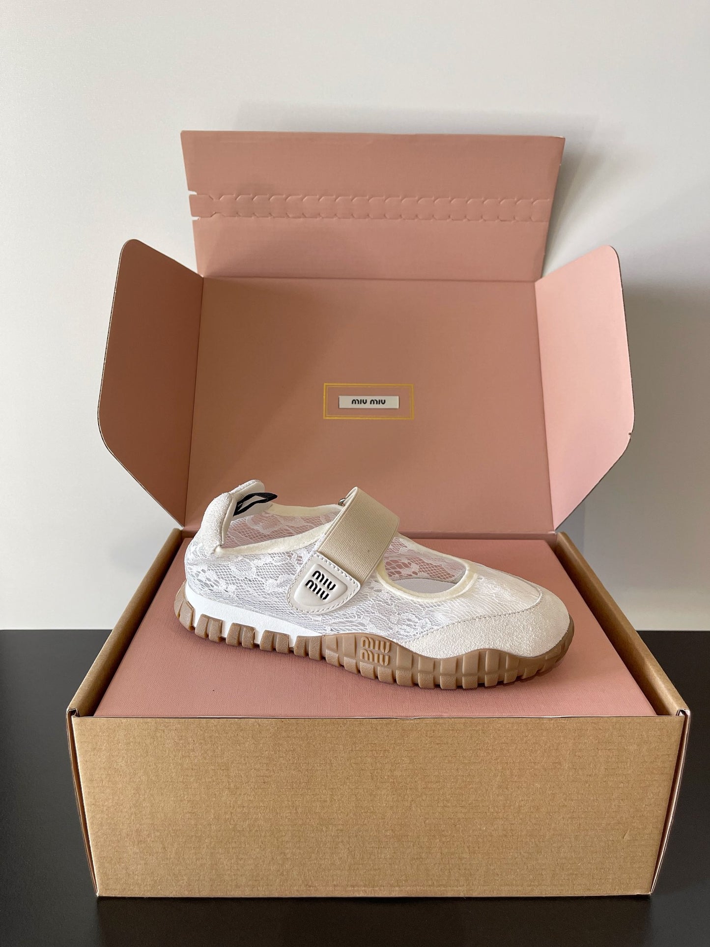Miu Miu Latest Lace Retro Mary Jane Sneakers