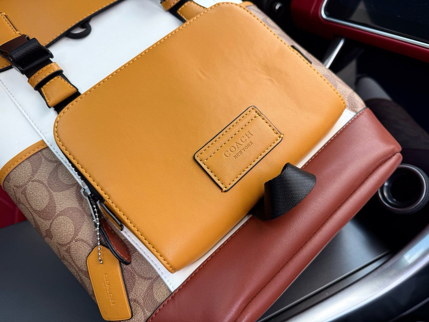 Coach Track 27 Color-Block Leather Backpack