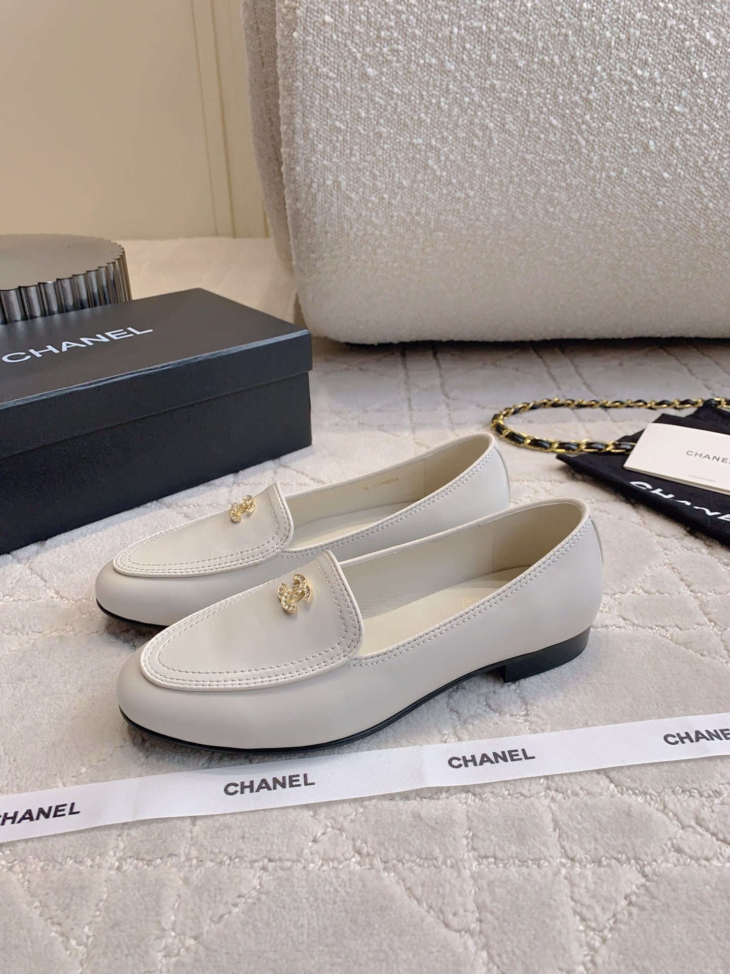 Chanel Rhinestone Buckle Loafers
