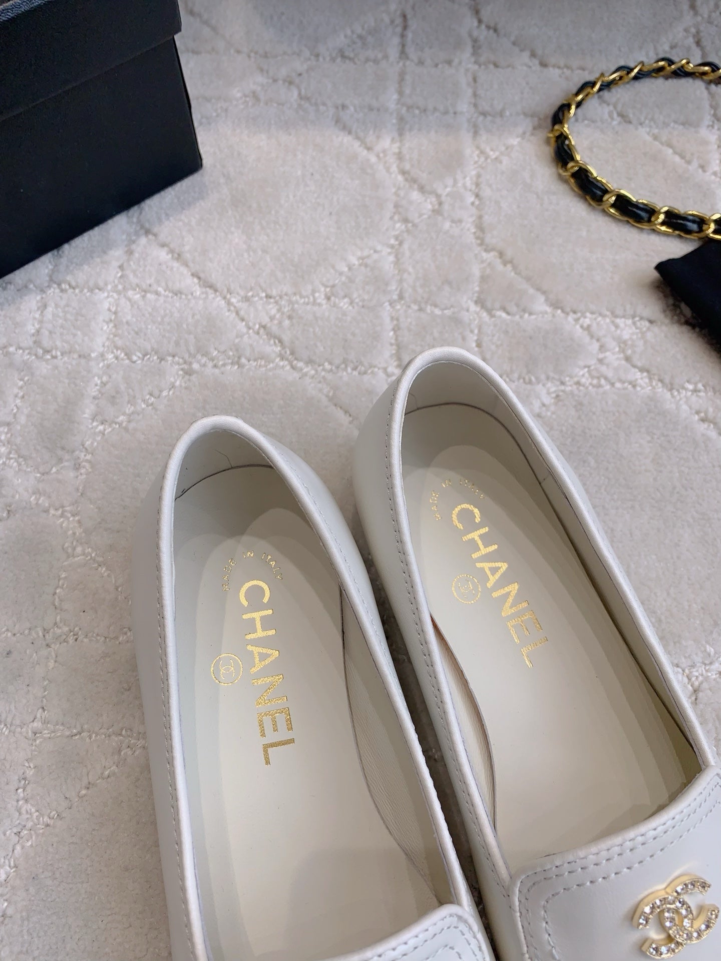 Chanel Rhinestone Buckle Loafers