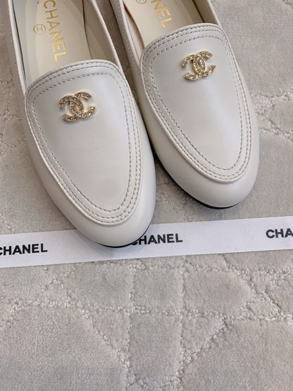 Chanel Rhinestone Buckle Loafers