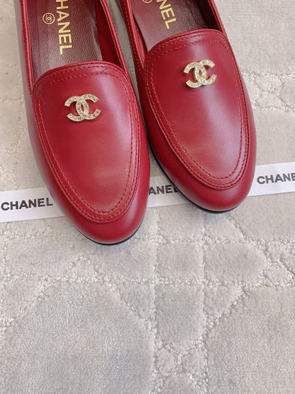 Chanel Rhinestone Buckle Loafers