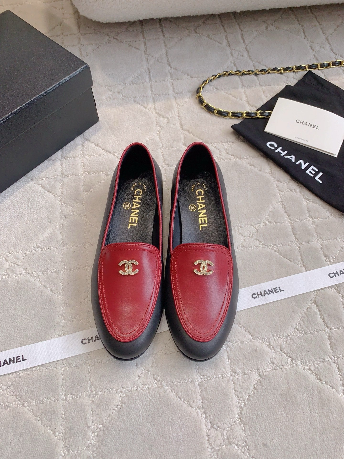 Chanel Rhinestone Buckle Loafers