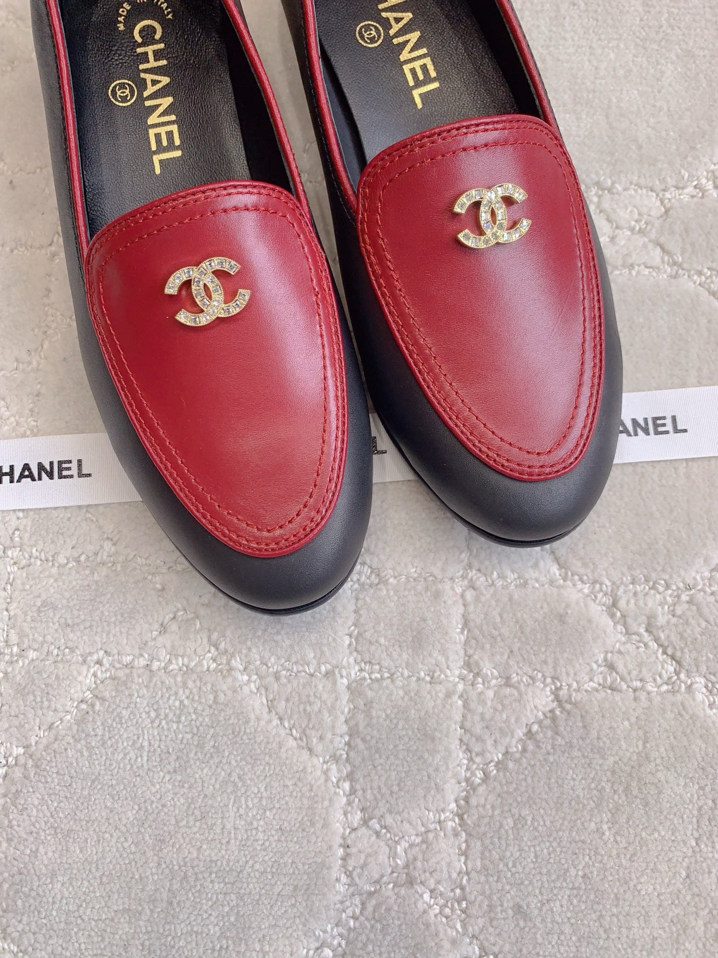 Chanel Rhinestone Buckle Loafers