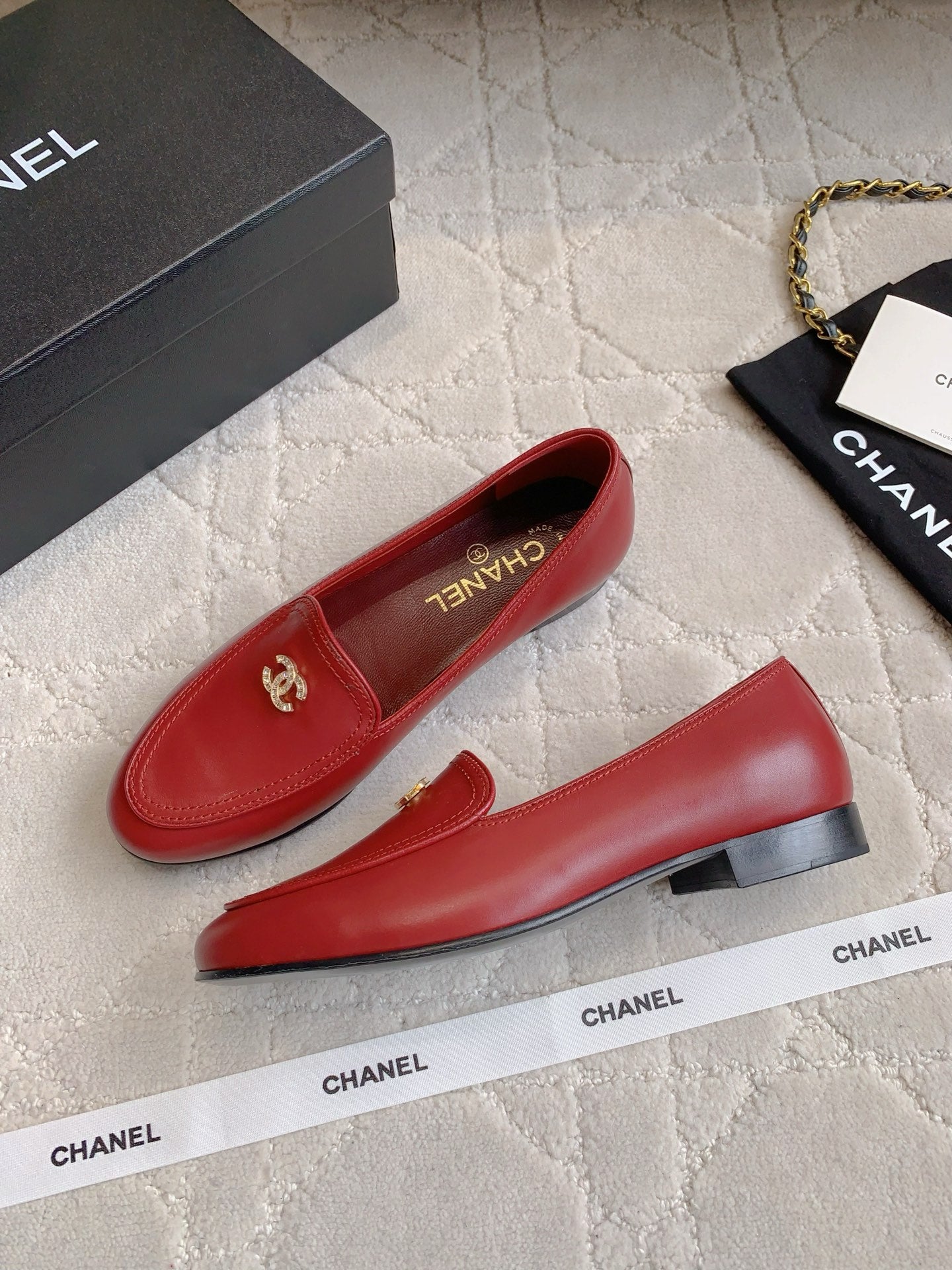 Chanel Rhinestone Buckle Loafers
