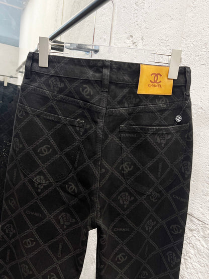 Chanel Classic Camellia Chain Logo Jeans