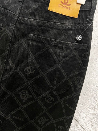 Chanel Classic Camellia Chain Logo Jeans