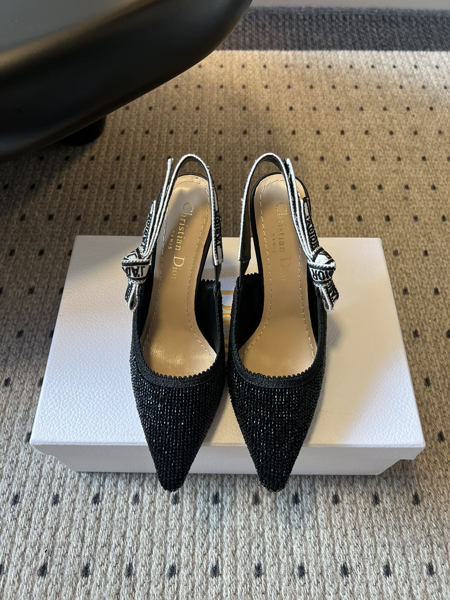 Dior J'Adior Dior Or Embroidered Slingback Heels