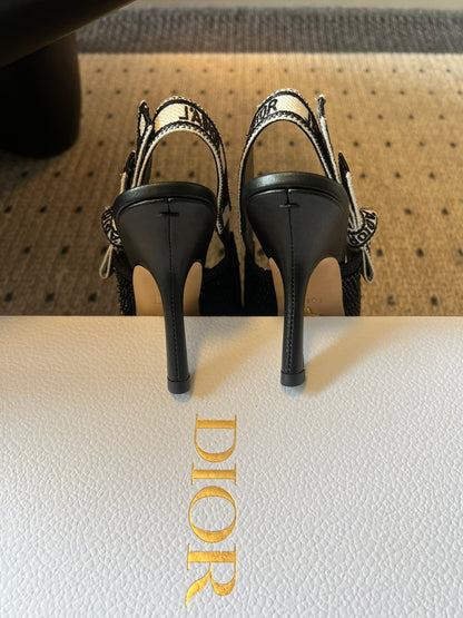 Dior J'Adior Dior Or Embroidered Slingback Heels