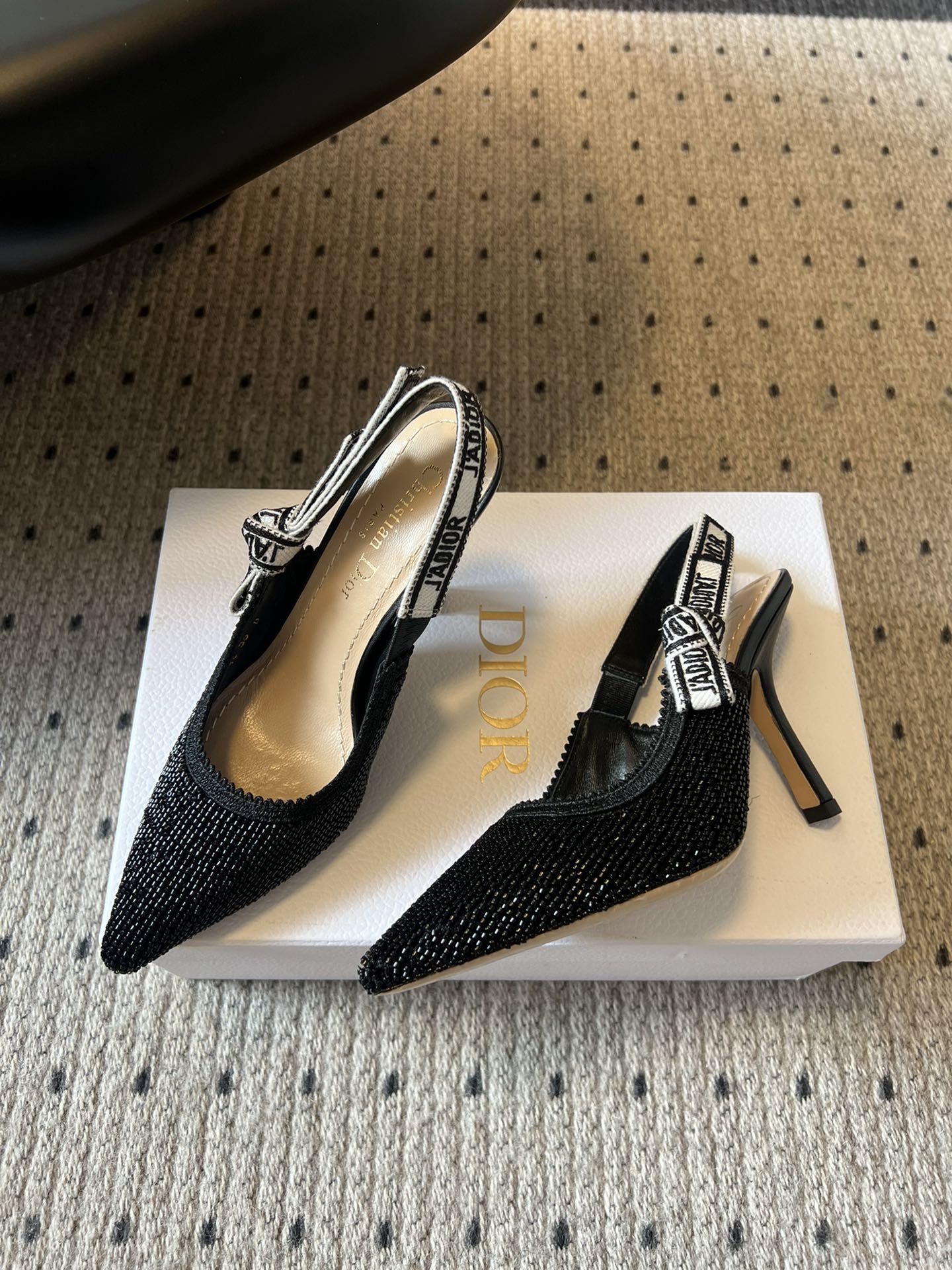 Dior J'Adior Dior Or Embroidered Slingback Heels