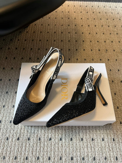 Dior J'Adior Dior Or Embroidered Slingback Heels
