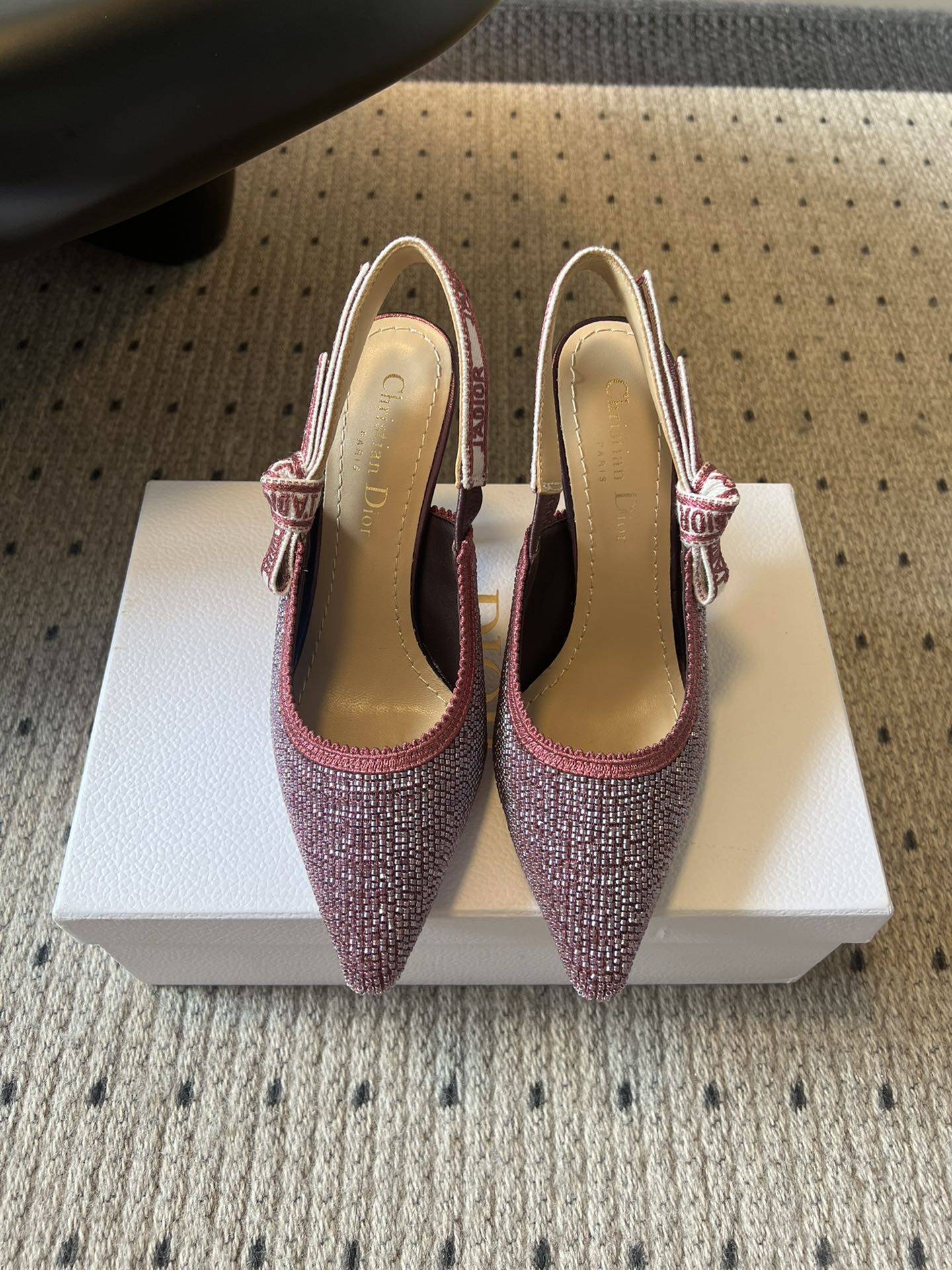 Dior J'Adior Dior Or Embroidered Slingback Heels