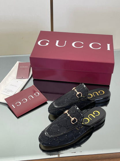Gucci Crystal GG Patent Loafer Mules – 2025FW
