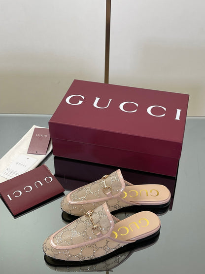 Gucci Crystal GG Patent Loafer Mules – 2025FW